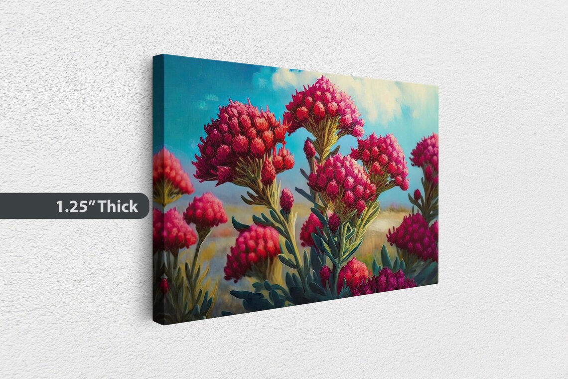 Cockscomb Celosia Wildflowers Landscape Art Print - Image 3