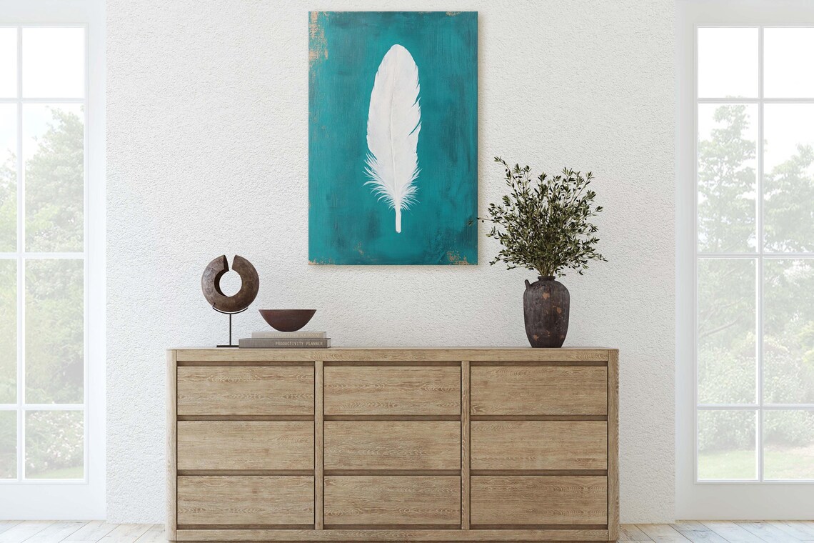 Vintage Feather Decor Still Life Art Print - Image 3
