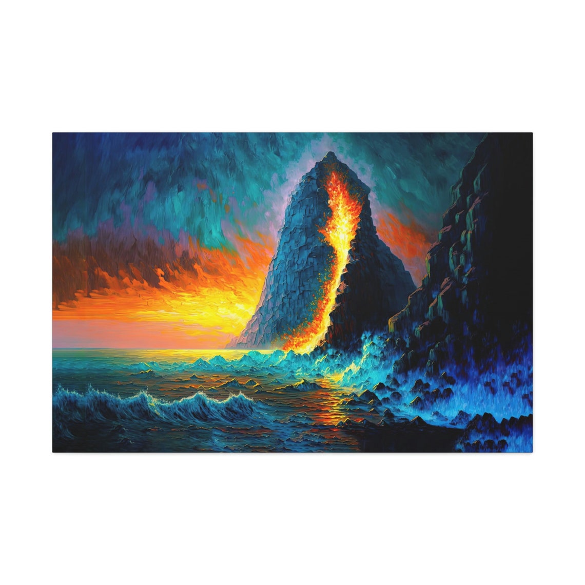 Volcano Ocean Coastal Art Print