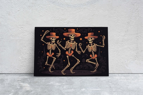 Dancing Skeletons, Halloween Day of the Dead Art Print