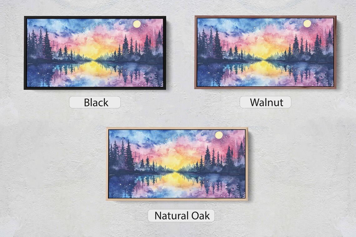 Mystical Lake Watercolor, Ethereal Sky Art Print - Image 2