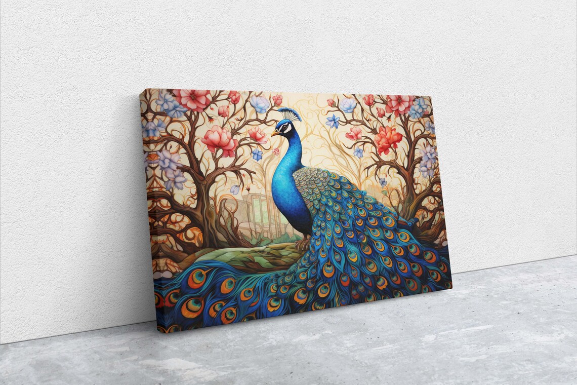 Peacock Painting, Colorful Vibrant Decor - Image 2