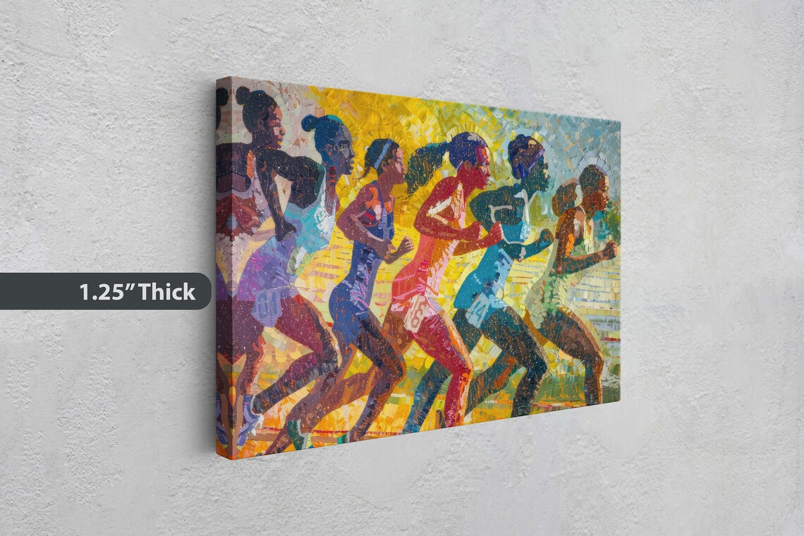 Five Women Sprinters Mosaic Style Colorful Track Athletic Art Poster - Image 3