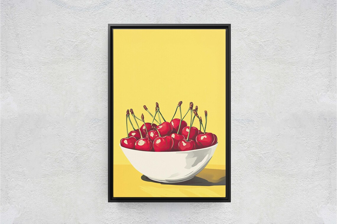 Cherry Art Print Vintage Cherries Pop Art Bright Decor