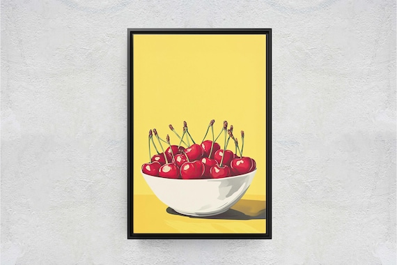 Cherry Art Print Vintage Cherries Pop Art Bright Decor