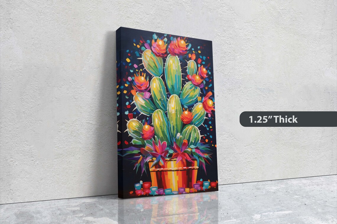 Colorful Prickly Pear Cactus Bloom Pot Southwestern Pop Art Poster - Image 3
