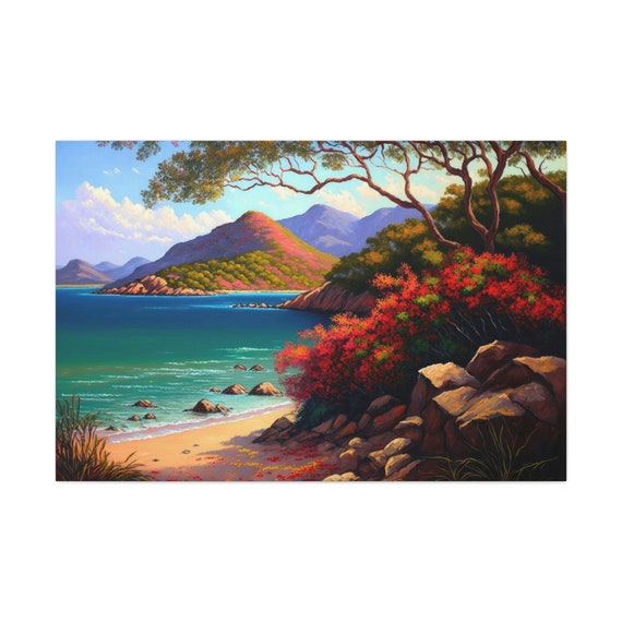Taboga Island Art Ready To Hang Large Print Oil Painting Panama Island Of Flowers Beach