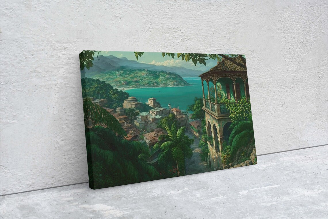 Montego Bay Jamaica Oil Painting Landscape Art Print - Image 2
