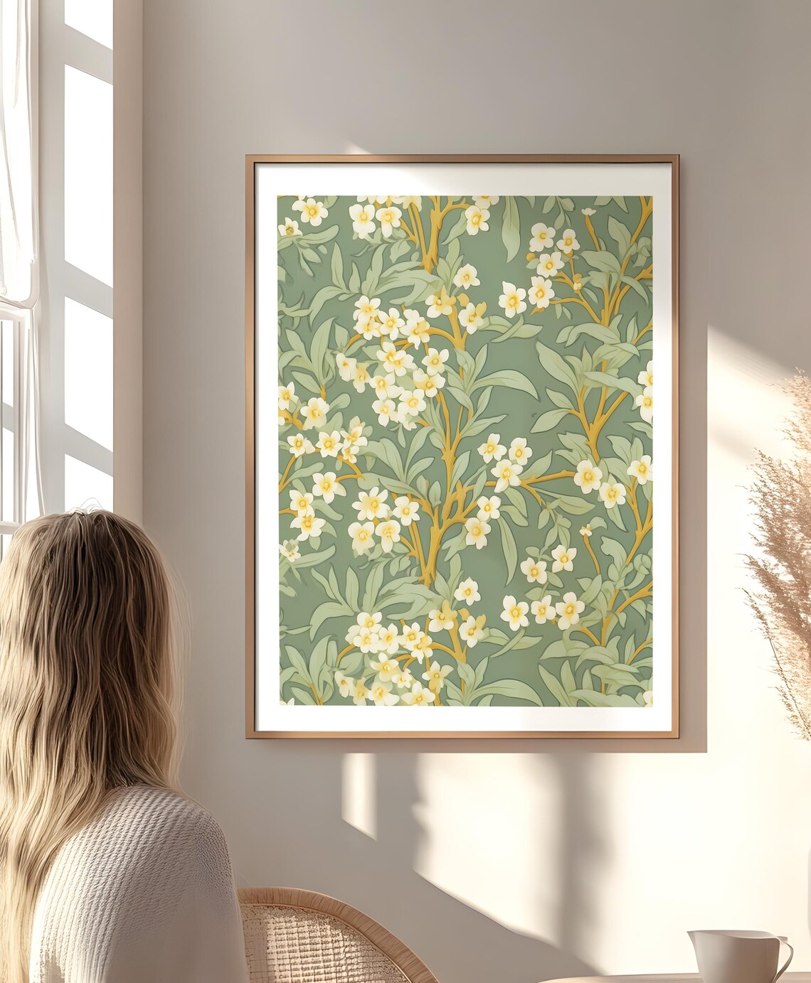 Vintage Floral Pattern Art Print, Botanical Tapestry - Image 4