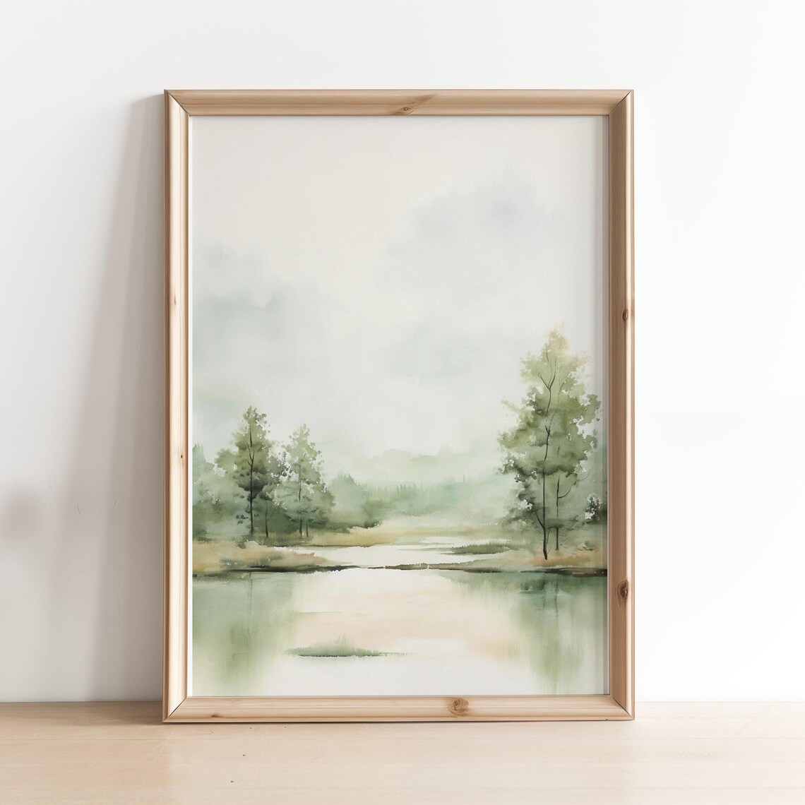 Spring Sage Green Vintage Modern Abstract Art Print
