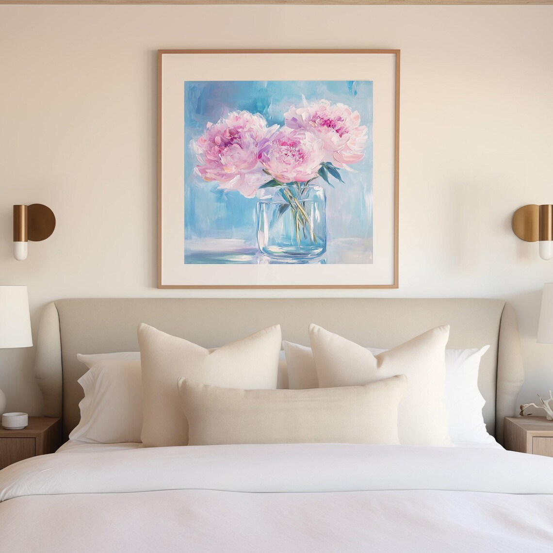 Spring Peonies Painting, Muted Vintage Botanical Art - Image 3