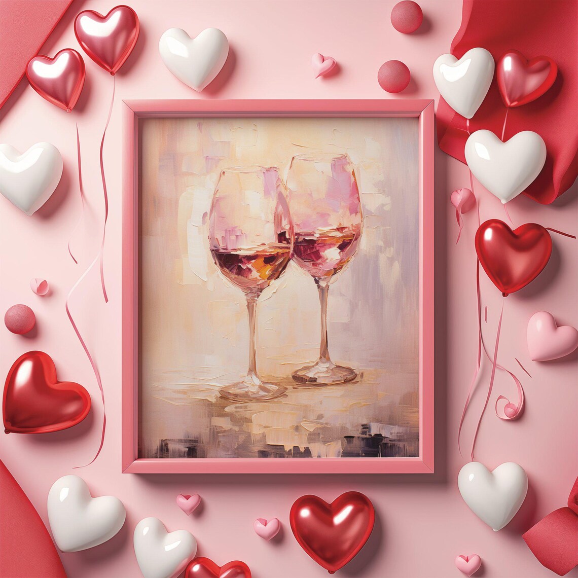 Cute Wine Glasses, Romantic Valentine Decor - Image 2