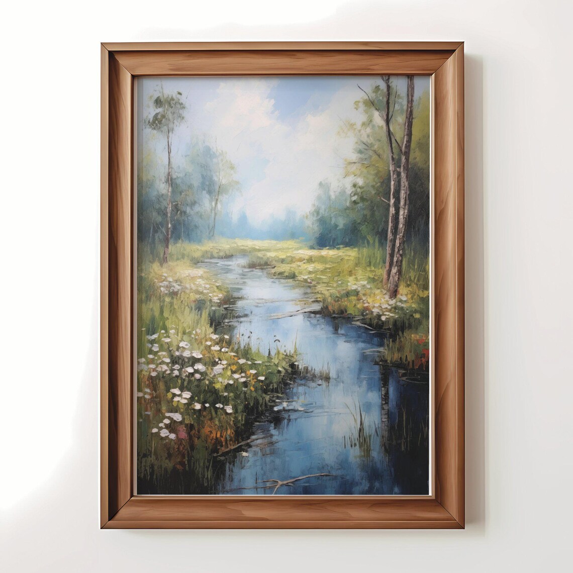 River Landscape Painting, Vintage Wall Art - Image 3