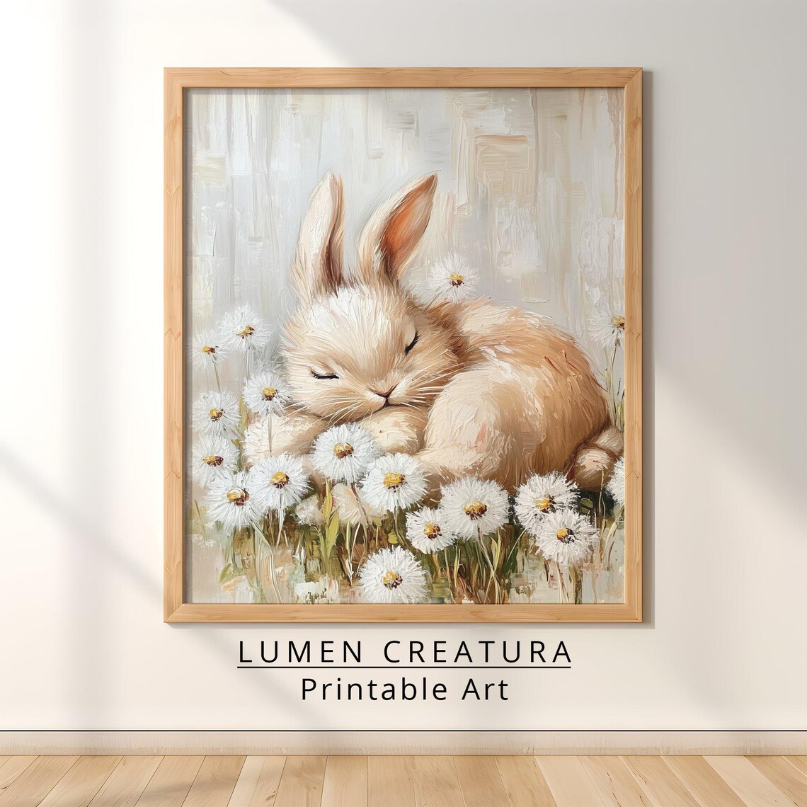 Easter Bunny, Cute Neutral Spring Farmhouse Art Print - Image 3