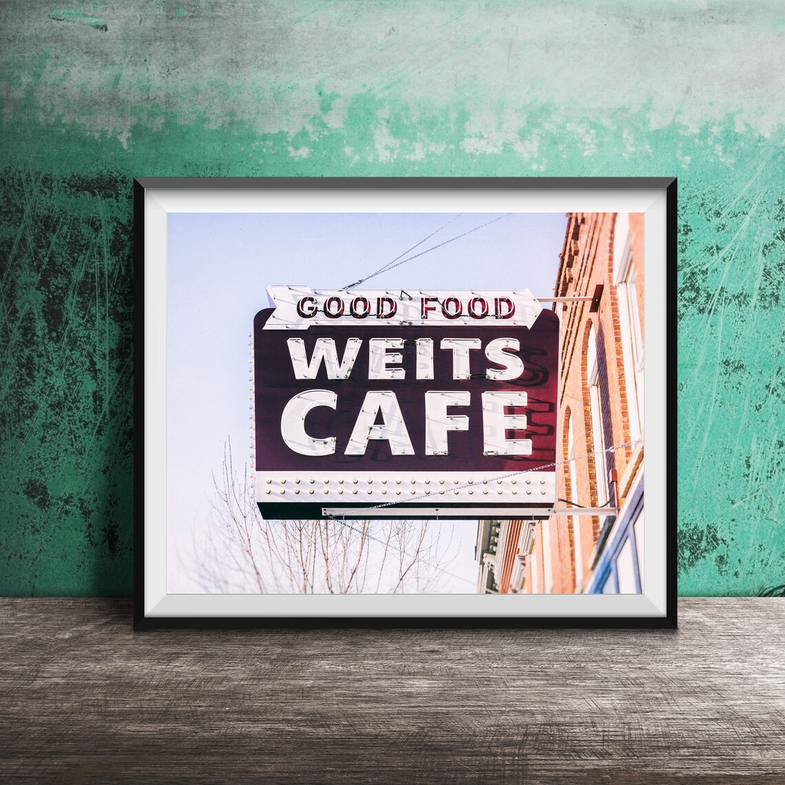 Weits Cafe Good Food Vintage Neon Arrow Sign Wall Photo Poster