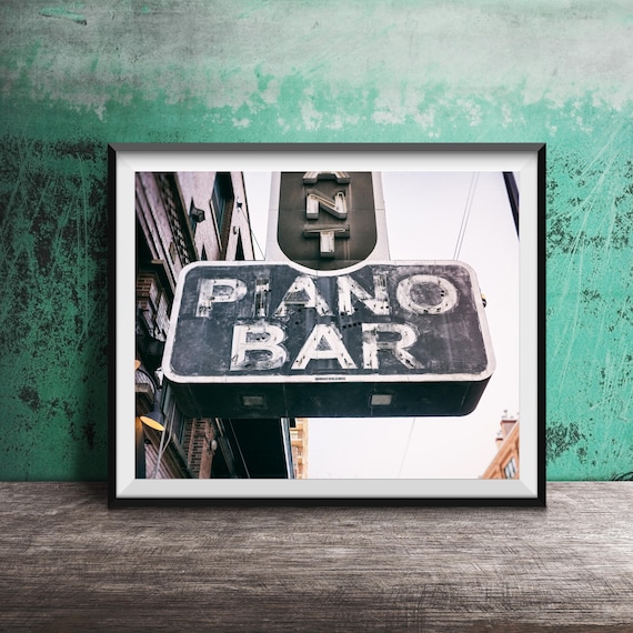 Piano Bar Photography Art Print, Music Room Decor