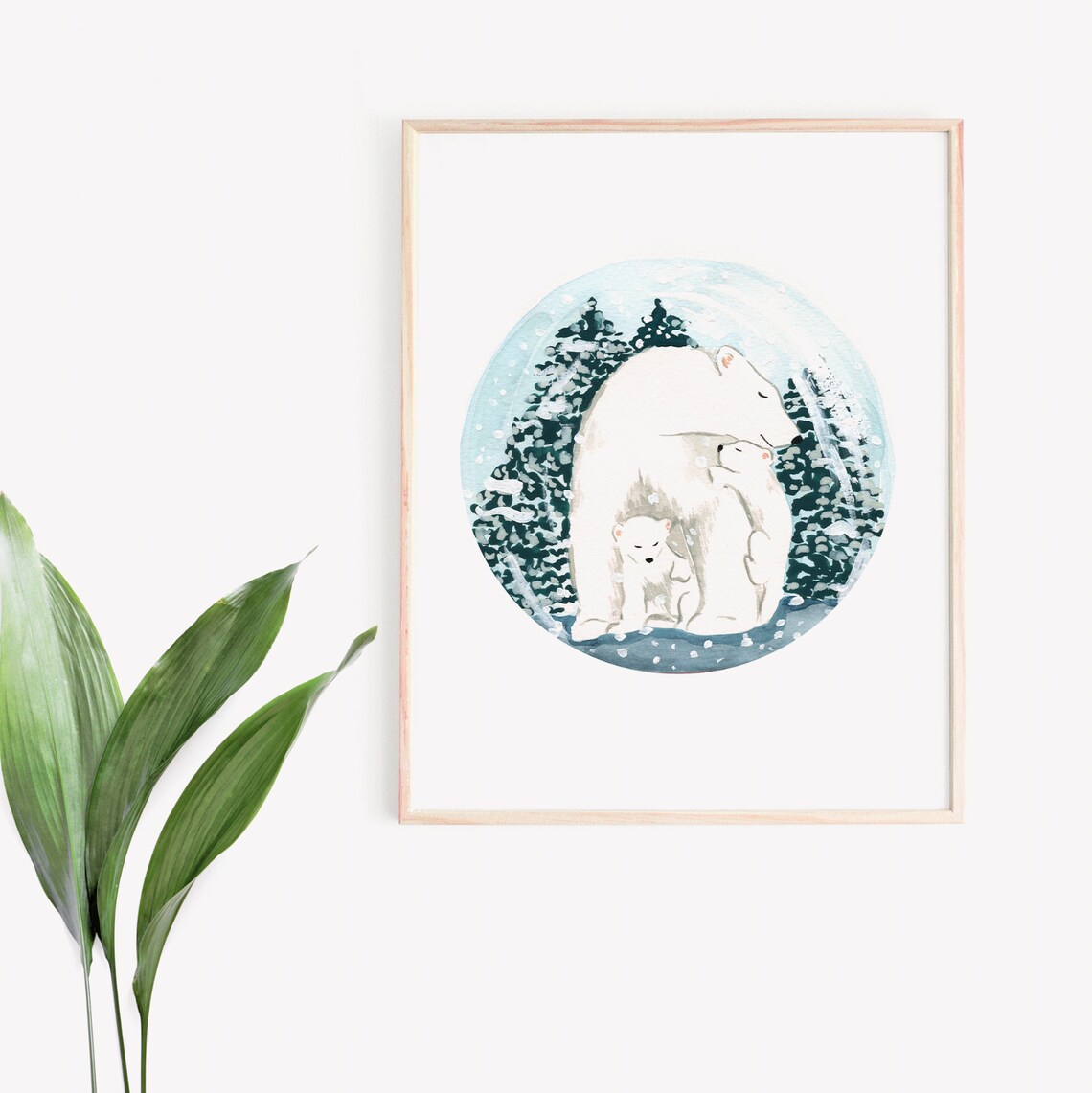 Polar Bear Family Christmas Winter Art Print - Image 3