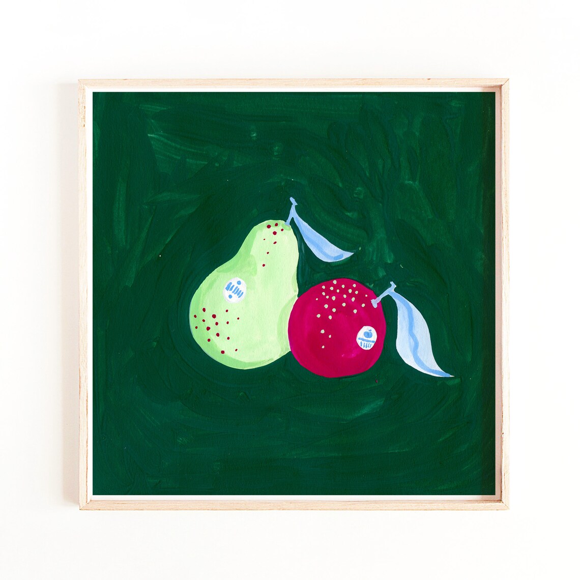 Pear and Orange Jewel Tone Abstract Fruit Print