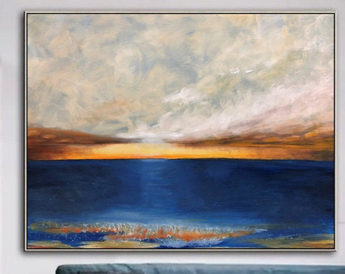 The Lake Of Tiberias From The Holyland Sunset Painting Modern Abstract Art Sea Oil Painting On Large Painting Sea Of Galilee - Image 2