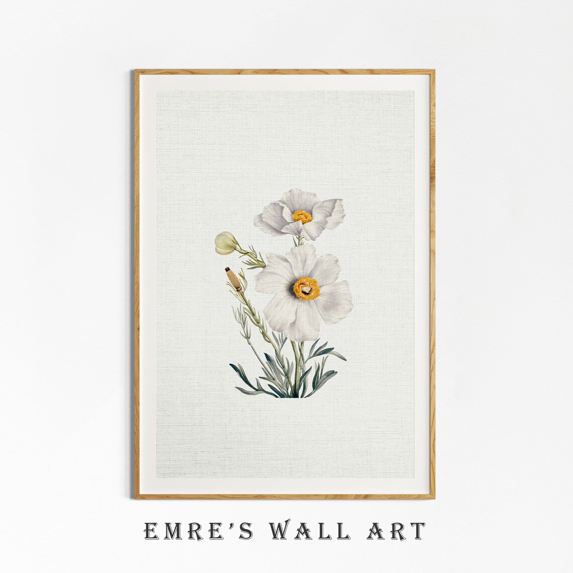 White Wildflower Botanical Painting Vintage Neutral Flower Poster - Image 4