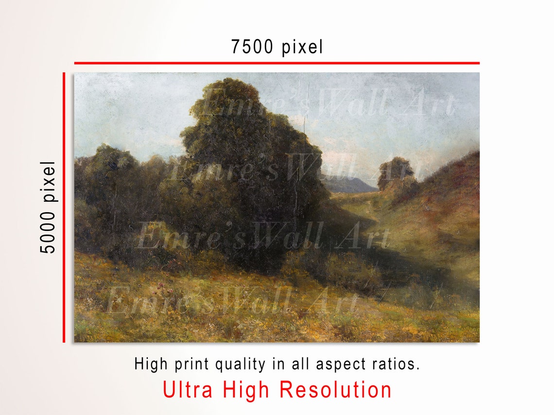 Moody Dark Woodland Hillside Vintage Country Landscape Poster - Image 3