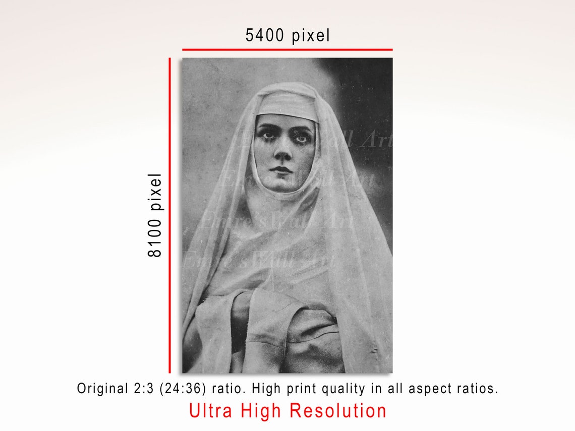 Vintage Portrait Art Print Nun Art Print Old Portrait Woman Print Antique Photo Art Vintage Woman Portrait Photo Nun Wall Art - Image 3