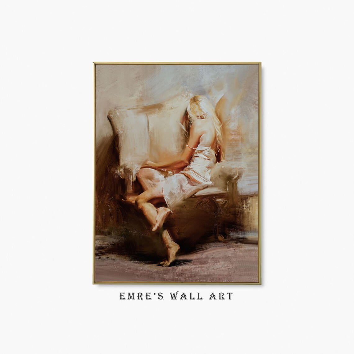 Vintage Woman Oil Painting Wall Art Print