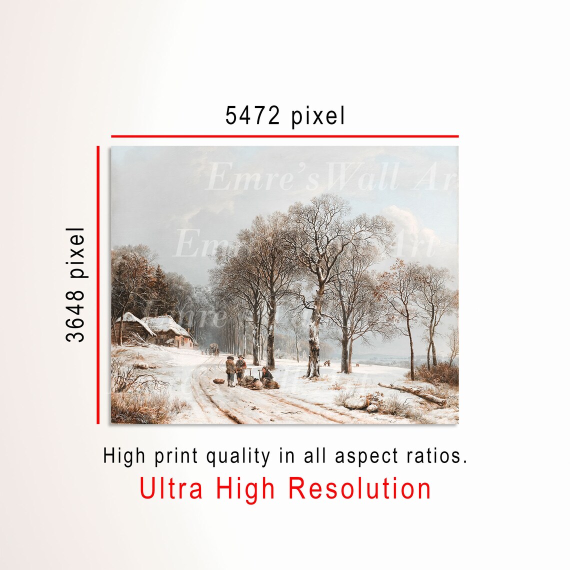 Winter Country Farmhouse Vintage Art Print - Image 3
