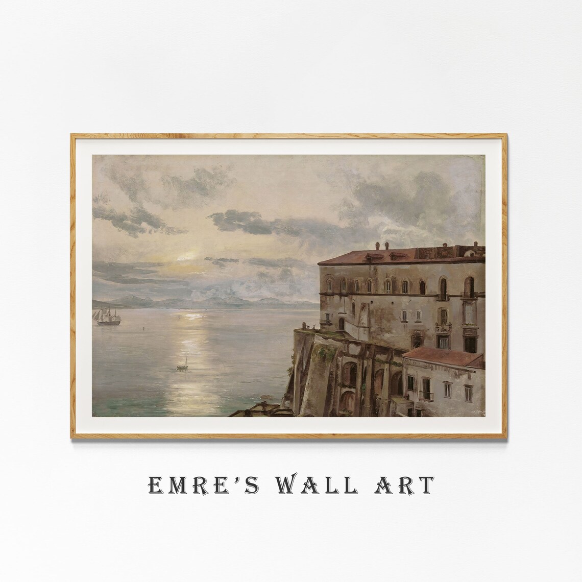 Vintage Coastal Sunset Seascape Art Print - Image 4
