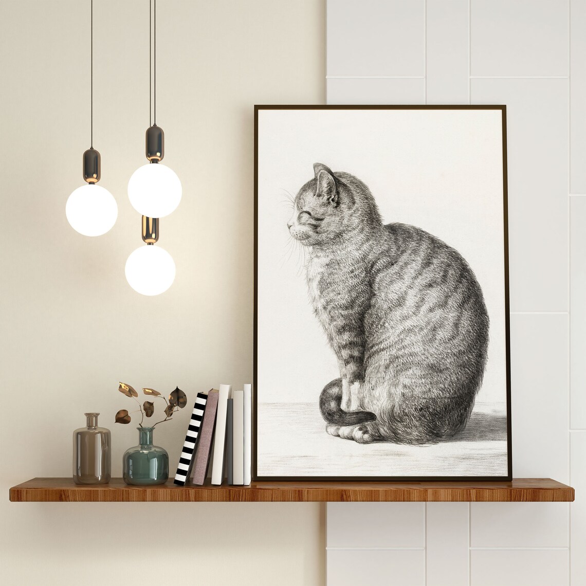 Vintage Cat Sketch Art Print, Antique Drawing - Image 4