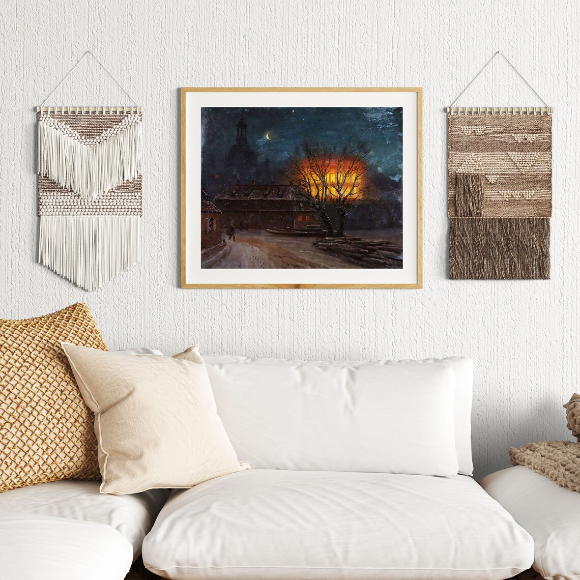 Vintage Moody Winter Oil Painting Art Print - Image 2