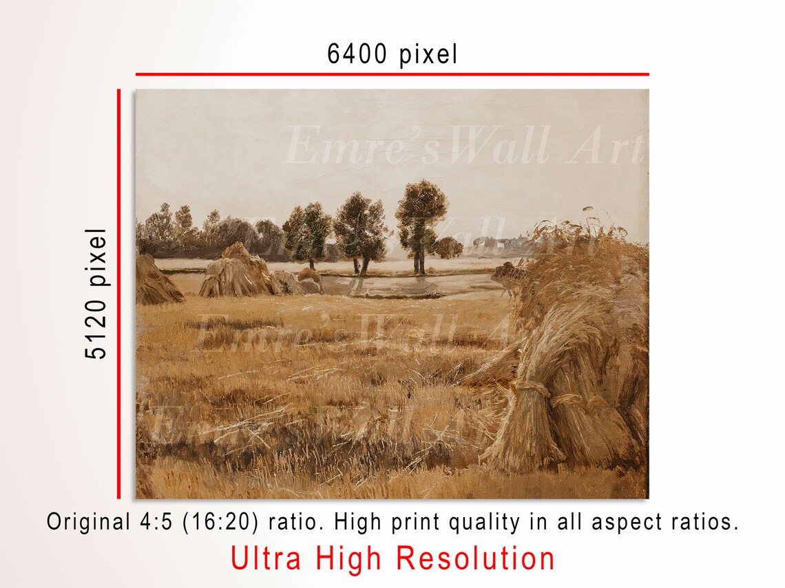 Vintage Field Painting, Farmhouse Wheat Field Art Print - Image 3