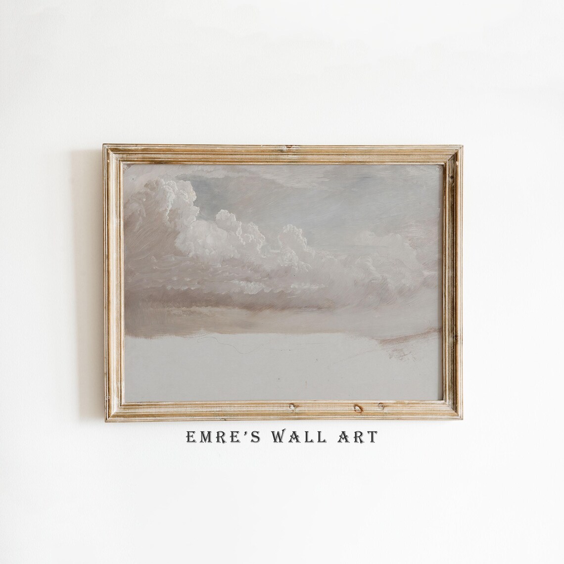 Vintage Cloud Study Art Print, Neutral Landscape - Image 2