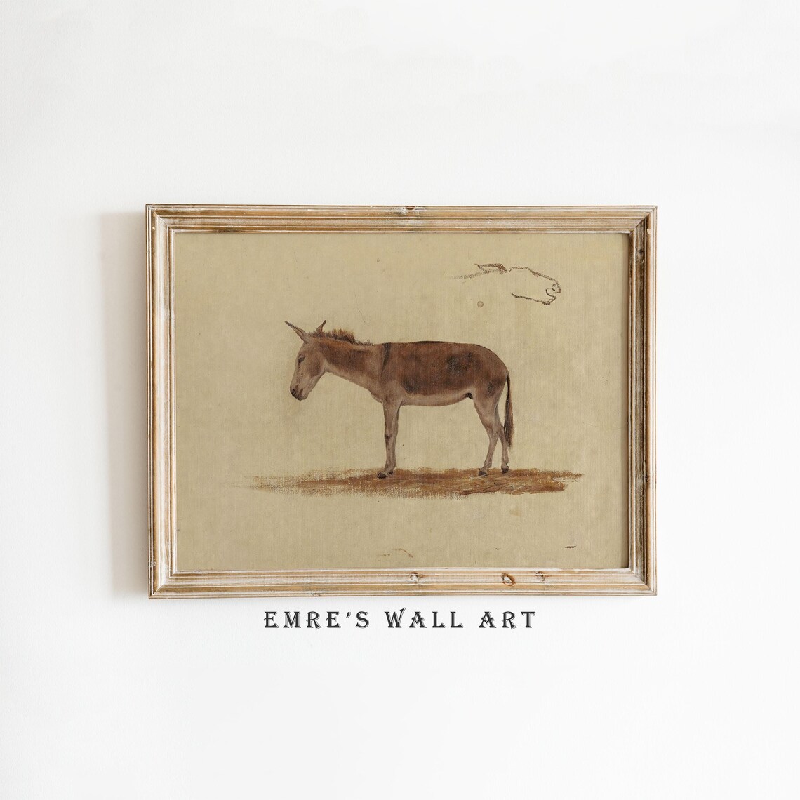 Vintage Donkey Painting Print, Farmhouse Nursery Decor