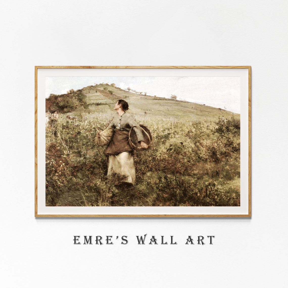 Vintage Farmhouse Art Print Vintage Country Landscape Painting Woman Art Painting Summer Green Wall Decor Soft Aesthetic Art - Image 4