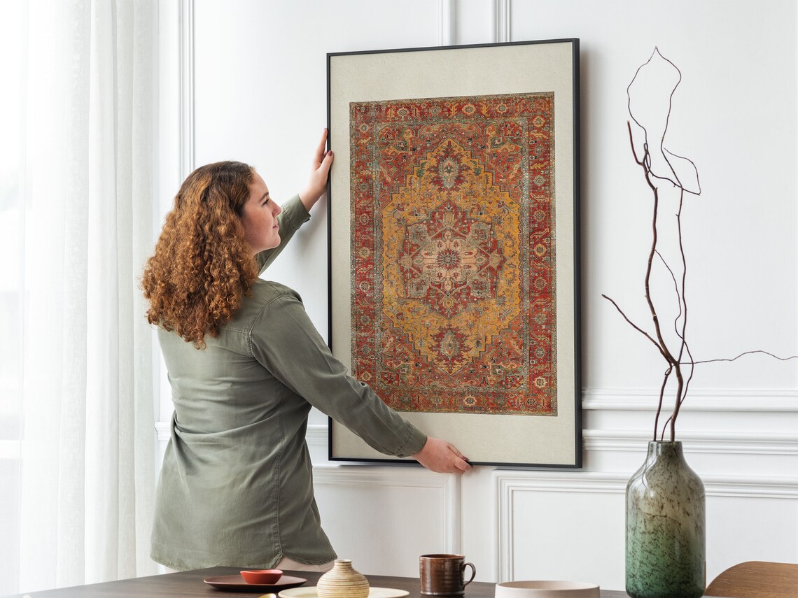 Vintage Textile Art Print, Warm Home Decor - Image 2