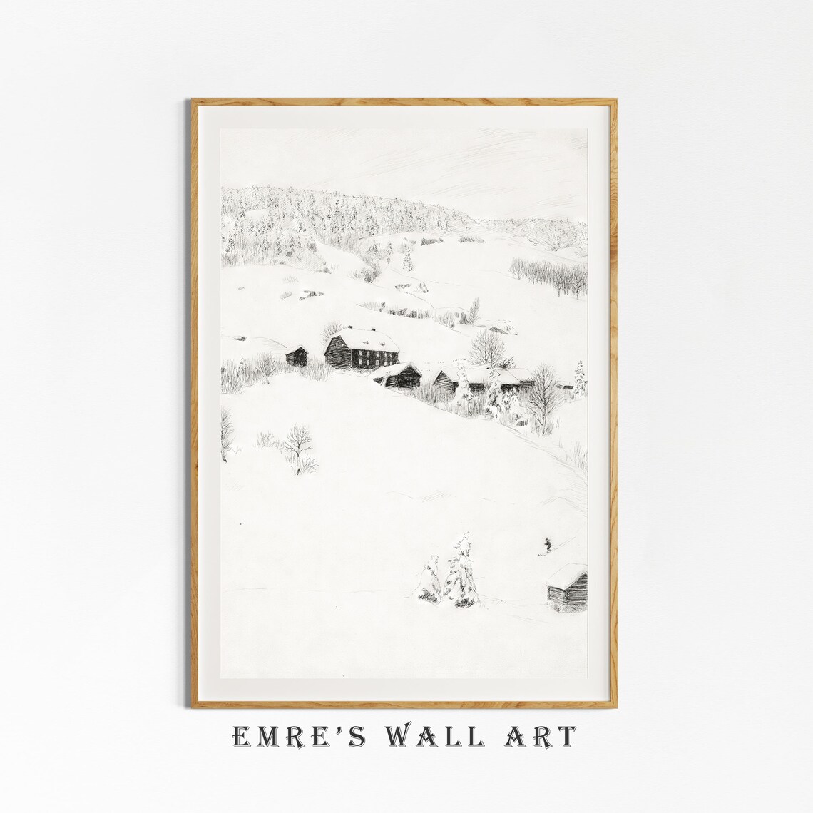 Simple Winter Sketch, Rustic Winter Landscape - Image 4
