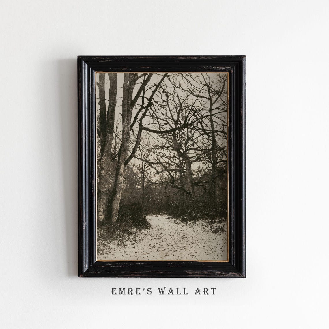 Bare Winter Trees in Snow Black and White Forest Photo Poster - Image 3