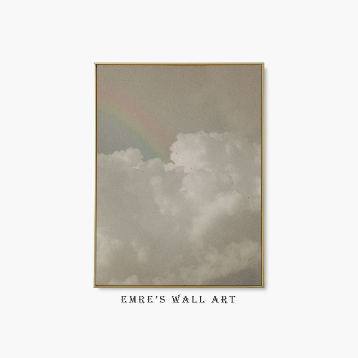 Soft Cloudy Sky with Faint Rainbow Minimalist Neutral Cloud Poster