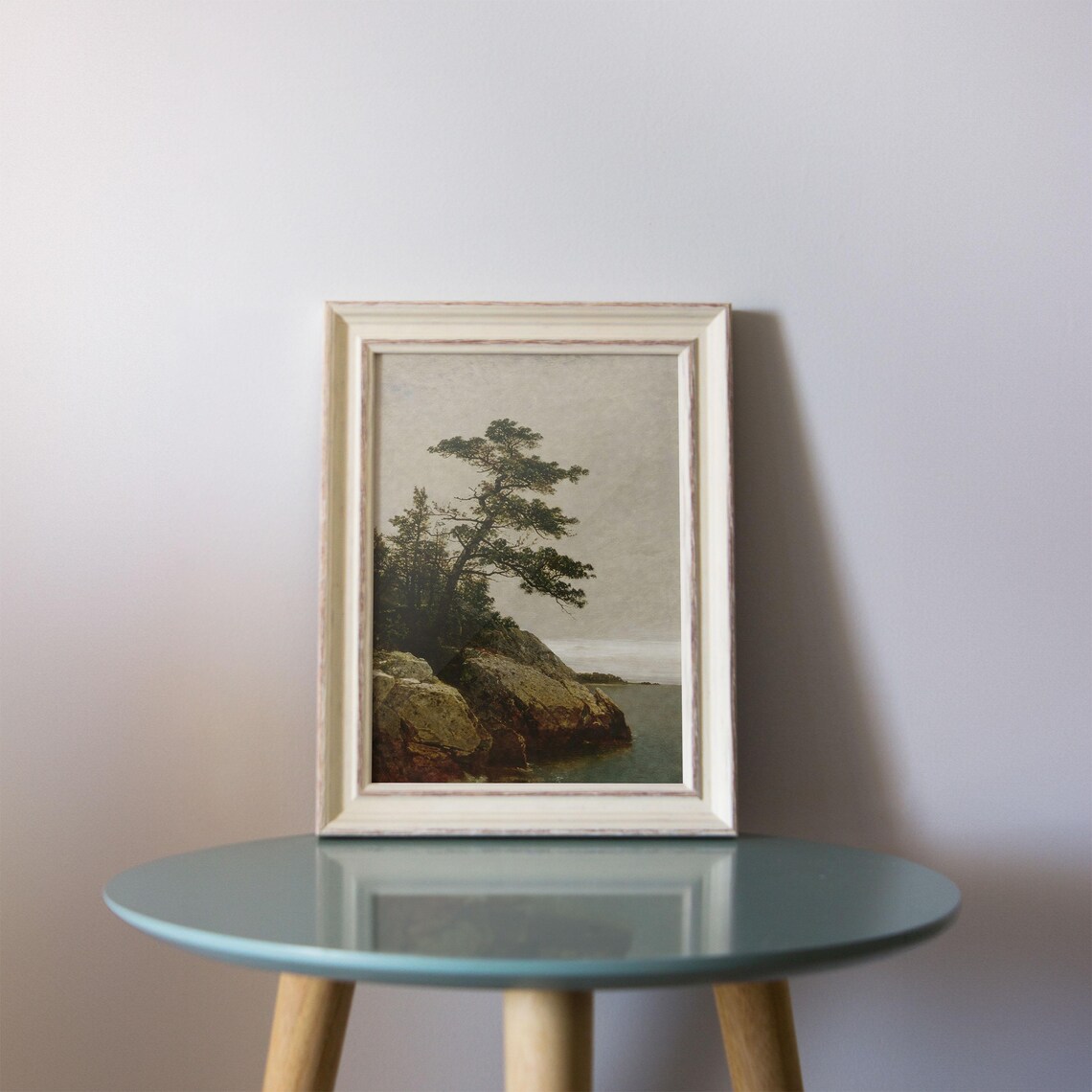 Rural Landscape Vintage Lake Painting Art Print - Image 2