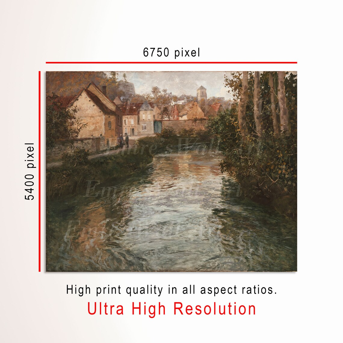 Riverside Village Houses Vintage European Countryside Town Poster - Image 3