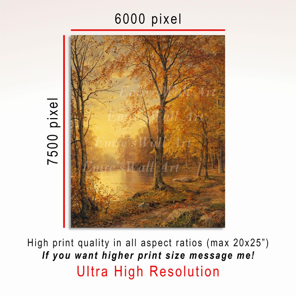 Golden Autumn Trees Framing Sunlit Lake Vintage Fall Lakeside Poster - Image 3
