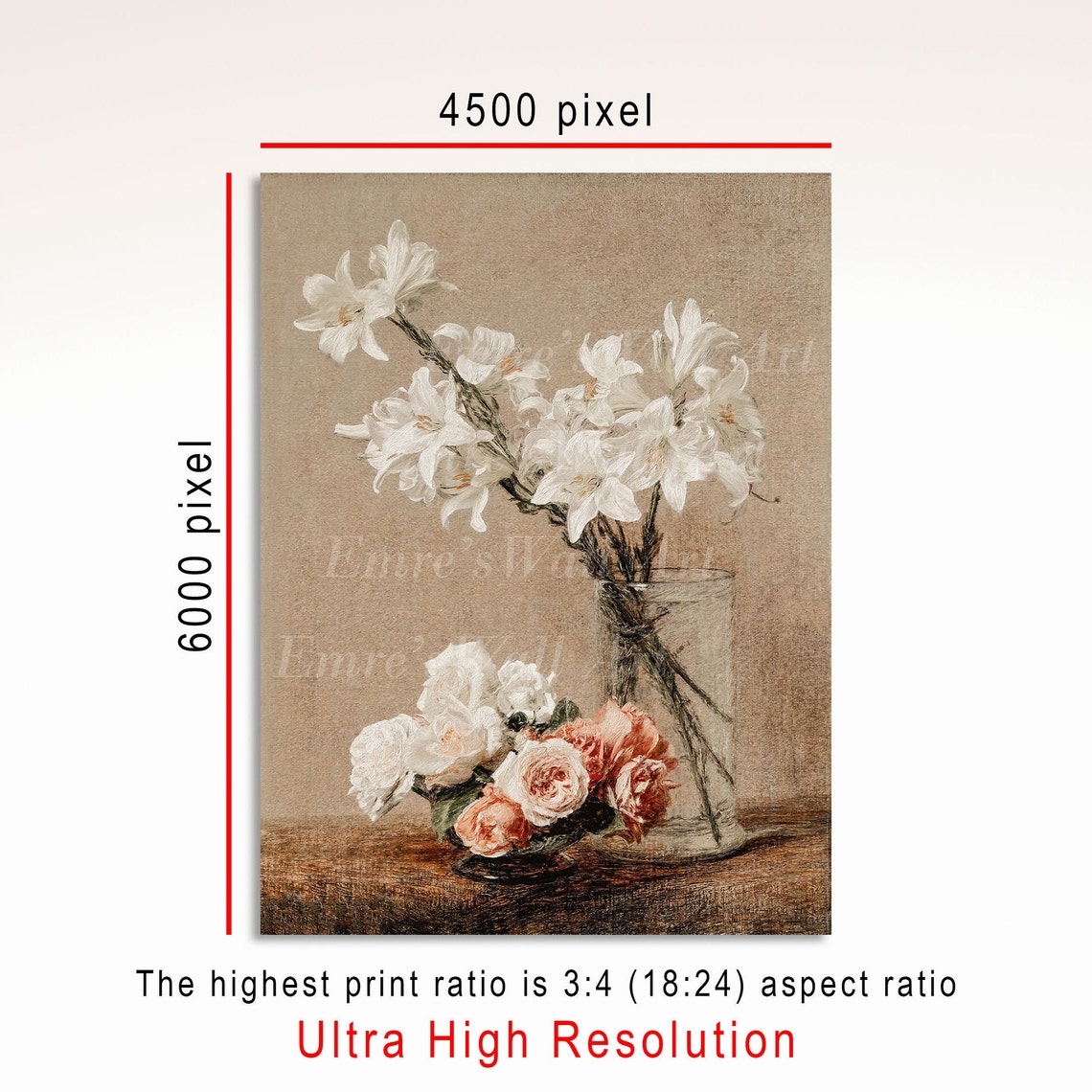 Vintage Pastel Roses Painting Vintage Flower Print Roses Still Life Painting Antique Floral Art Print Vintage Botanical Wall Decor - Image 3