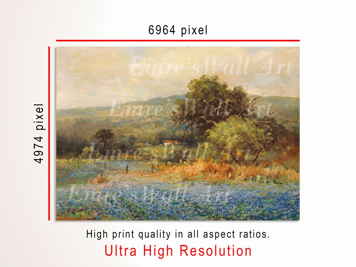 Bluebonnet Painting Print, Vintage Cottage Decor - Image 3