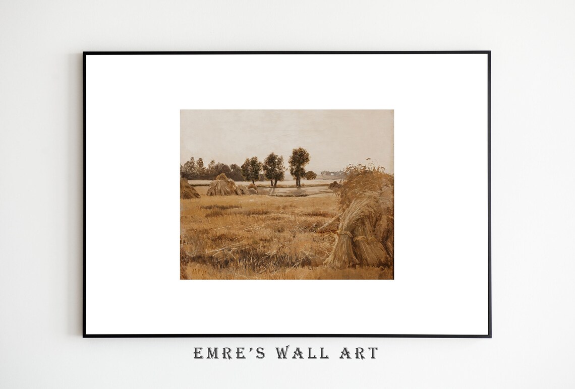 Vintage Field Painting, Farmhouse Wheat Field Art Print - Image 2