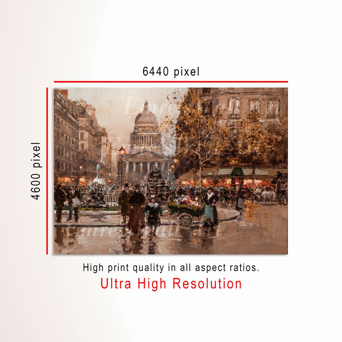 Vintage Moody Autumn Paris Painting, French Cityscape - Image 3