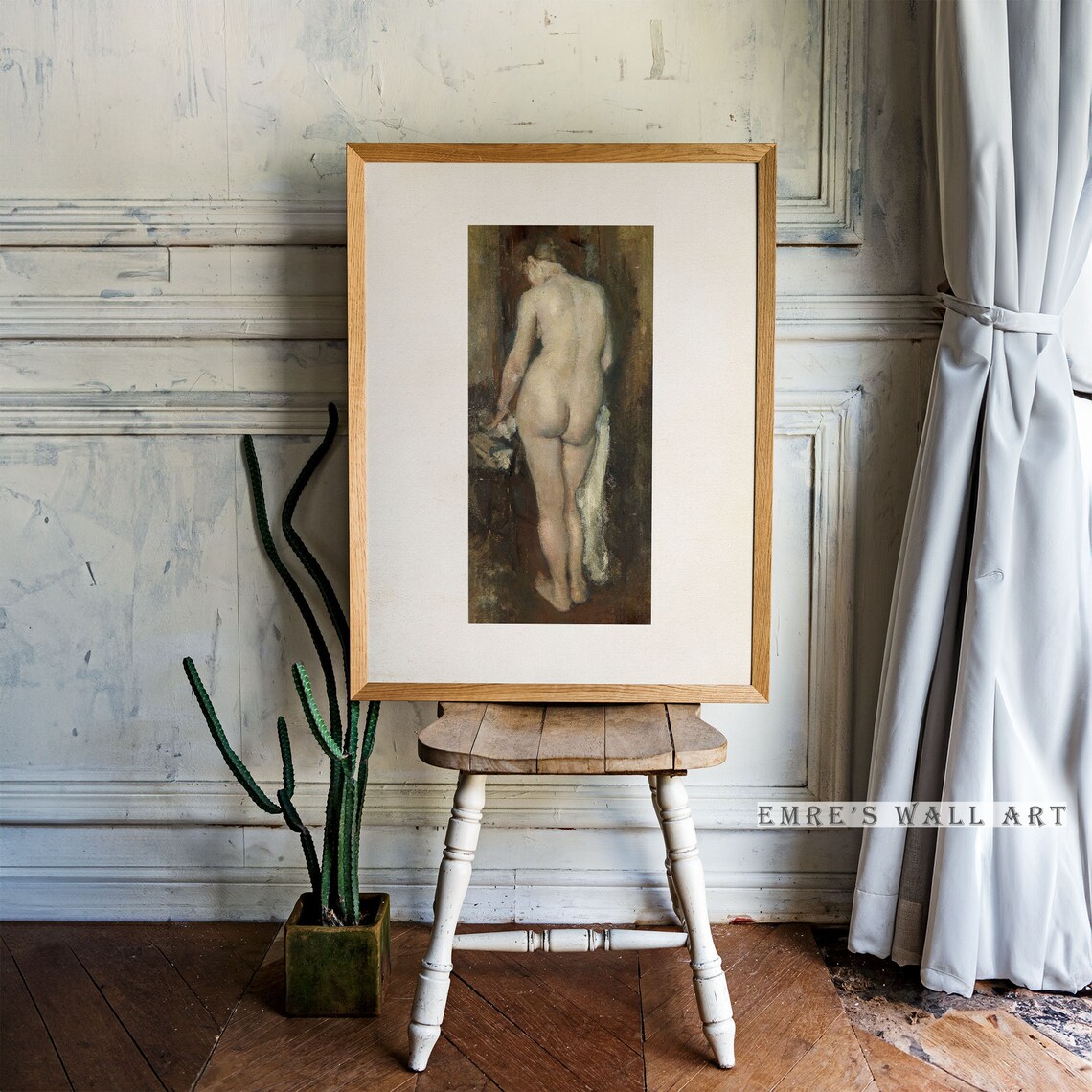 Standing Nude Woman From Behind Vintage Figure Oil Painting Poster - Image 4