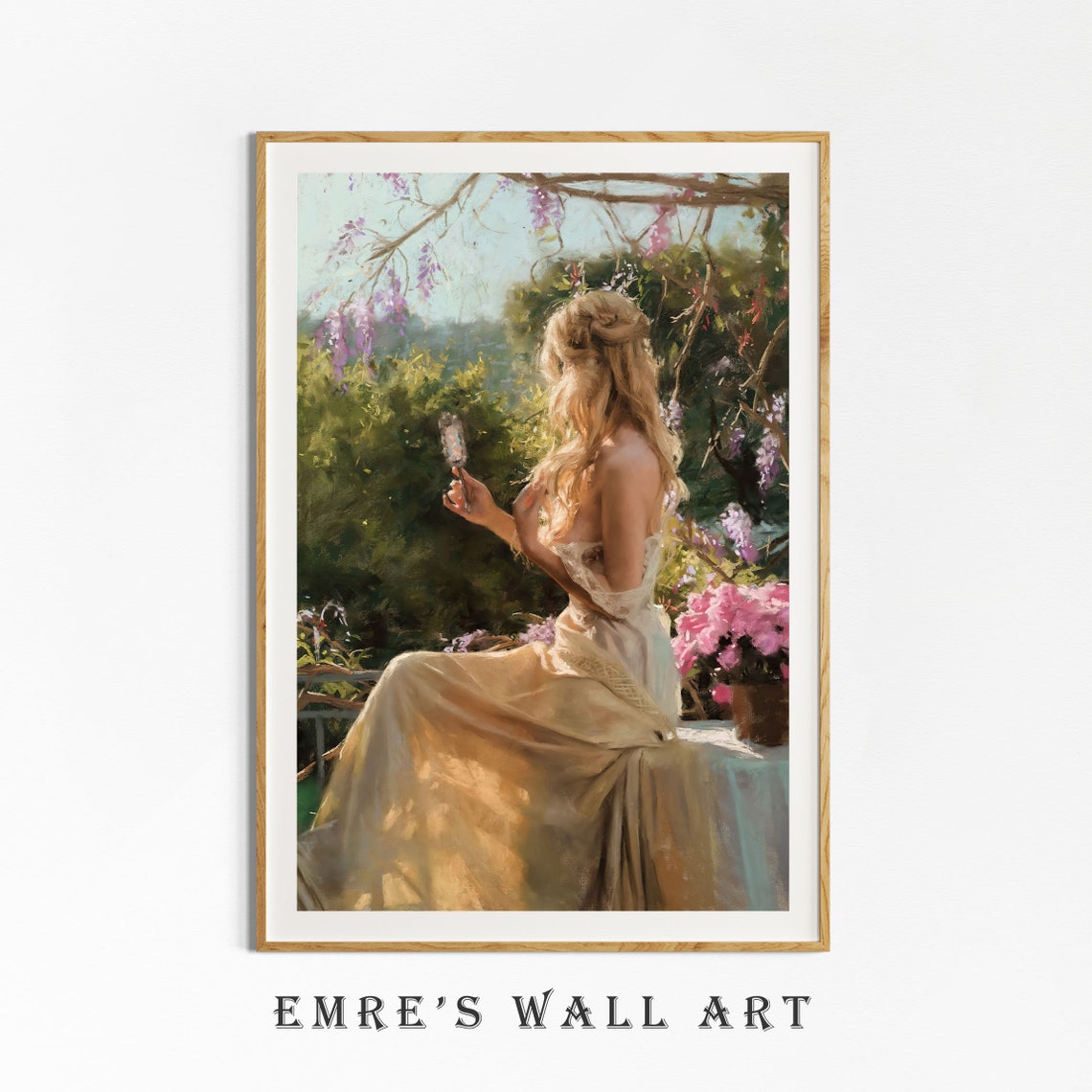 Woman In Garden Print Vintage Woman Oil Painting French Country Garden Painting Vintage Summer Art Print Young Woman Portrait Print - Image 4