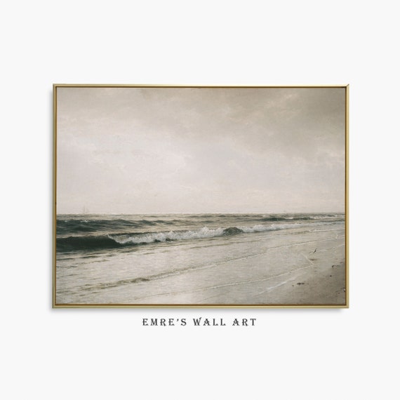 Vintage Seascape Oil Painting Ocean Wave Art Print
