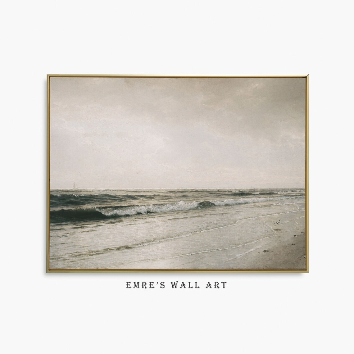 Vintage Seascape Oil Painting Ocean Wave Art Print